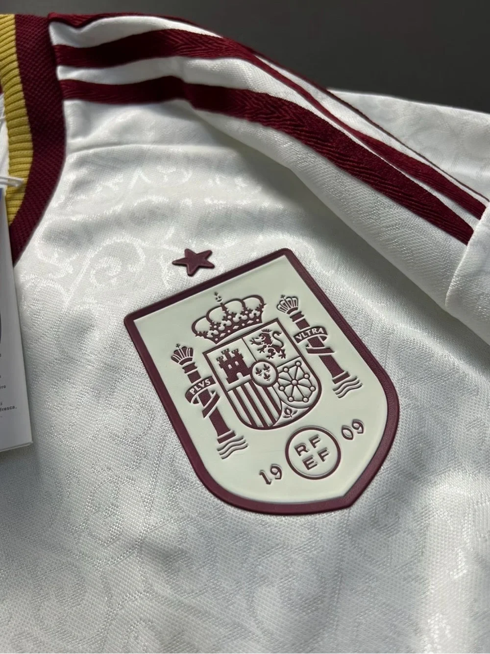 adidas White & Maroon Spain Soccer Jersey #19